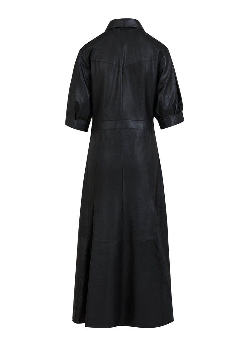 Coster Copenhagen LEDERKLEID MIT KNOPFLEISTE Dress Black - 100