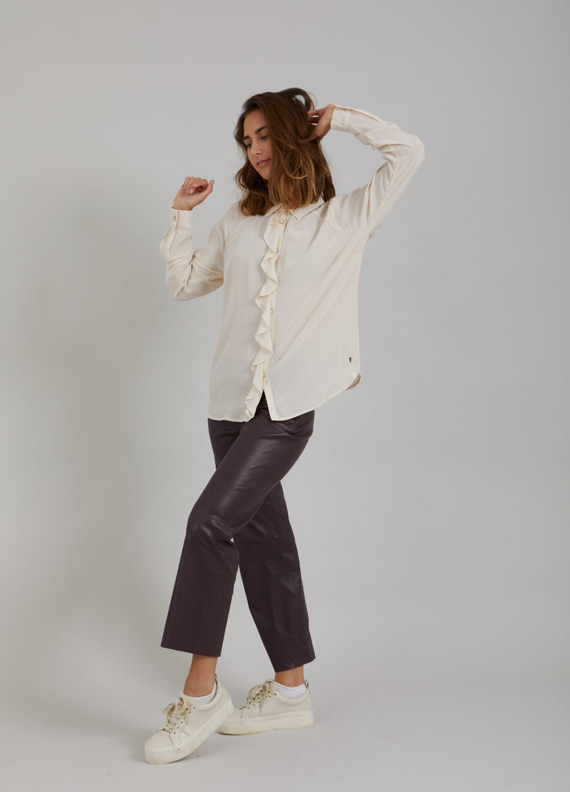 Coster Copenhagen LEDERLEGGINGS MIT AUSGESTELLTEM BEIN - MYNTE FIT Pants Bordeaux - 653