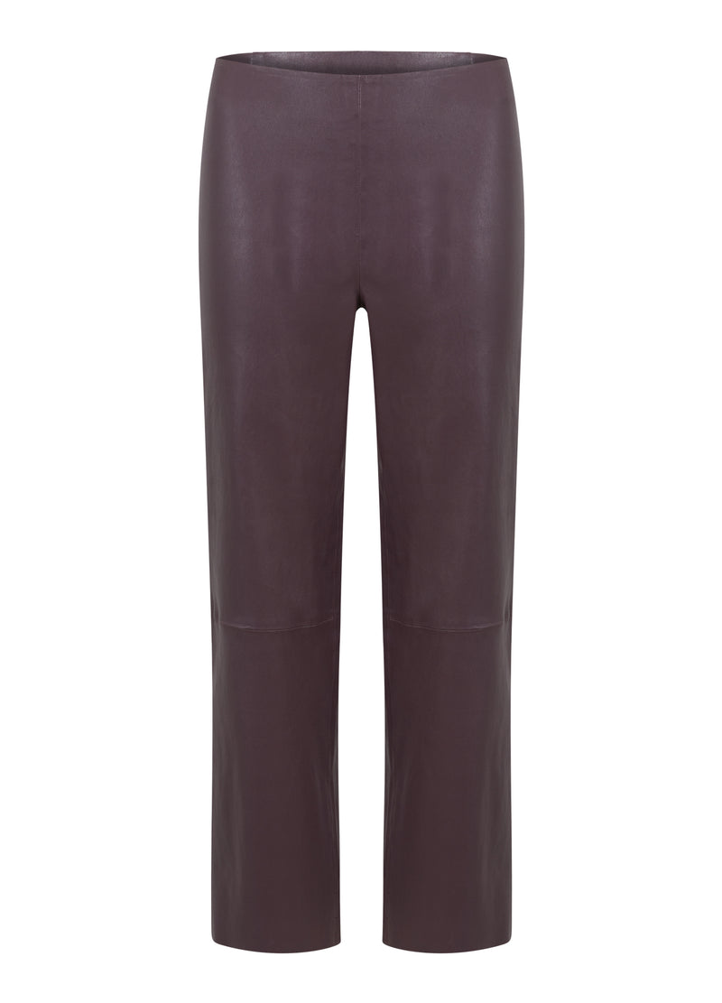 Coster Copenhagen LEDERLEGGINGS MIT AUSGESTELLTEM BEIN - MYNTE FIT Pants Bordeaux - 653