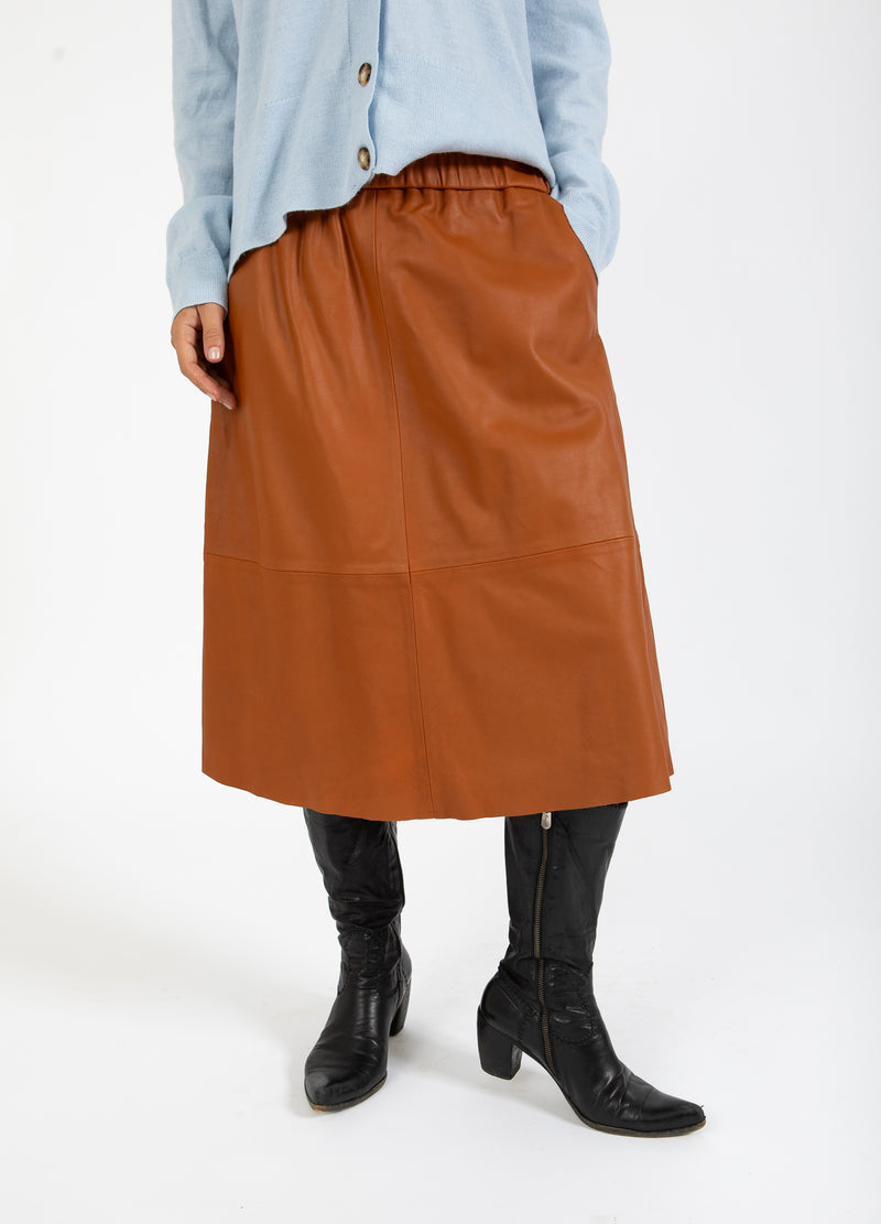 Coster Copenhagen LEDERROCK Skirt Cognac brown - 397