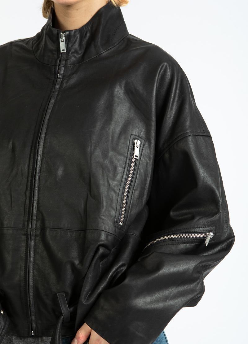 Coster Copenhagen LEDER BOMBERJACKE Outerwear Black - 100
