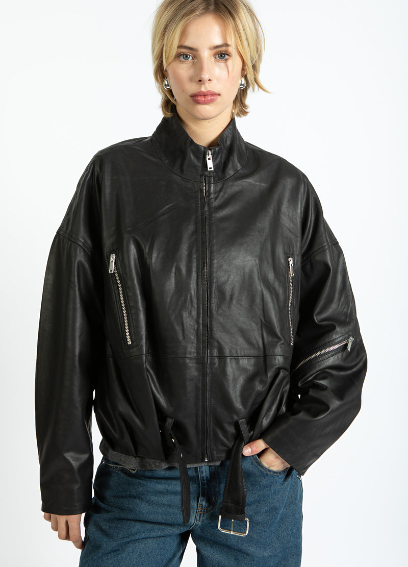 Coster Copenhagen LEDER BOMBERJACKE Outerwear Black - 100