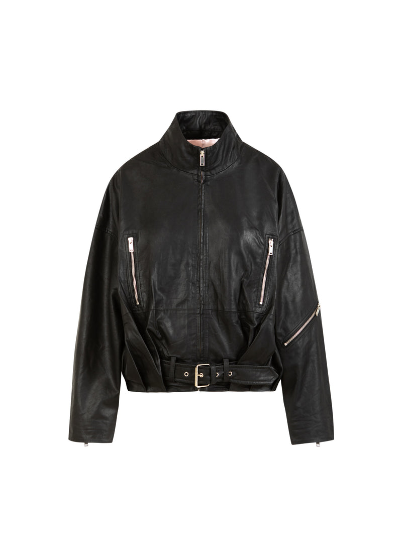 Coster Copenhagen LEDER BOMBERJACKE Outerwear Black - 100