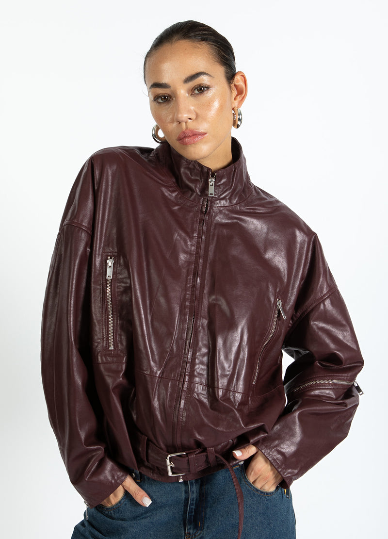 Coster Copenhagen LEDER BOMBERJACKE Outerwear Bordeaux - 653