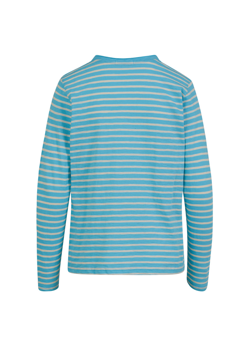 Coster Copenhagen LANGES T-SHIRT MIT STREIFEN T-Shirt Aqua blue/creme stripe - 584