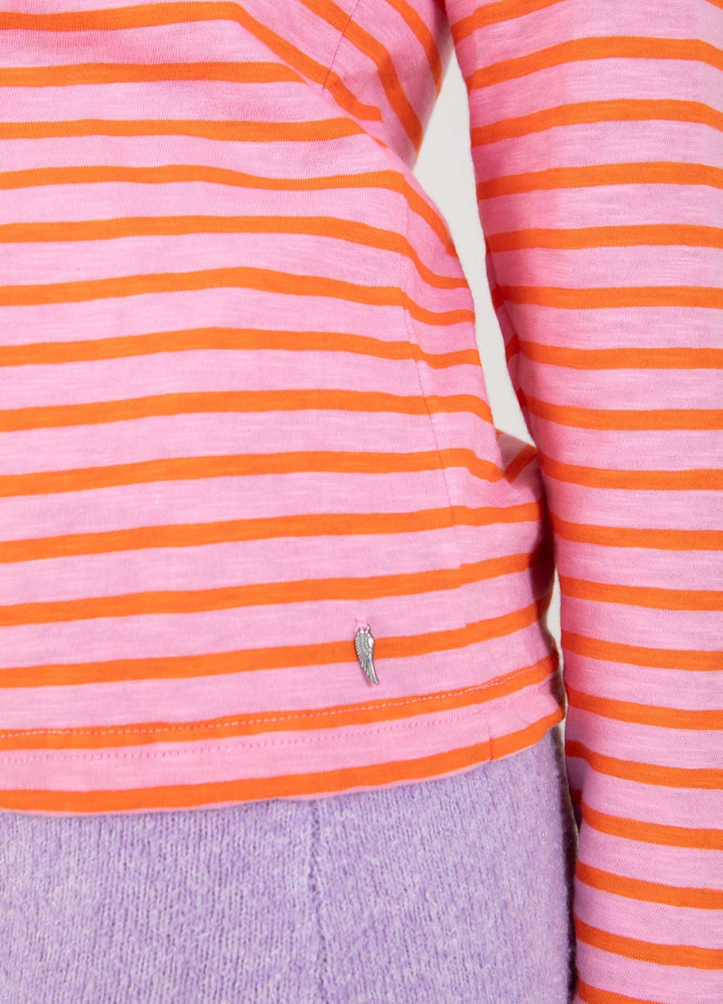Coster Copenhagen LANGES T-SHIRT MIT STREIFEN T-Shirt Baby pink/mandarin stripe - 666