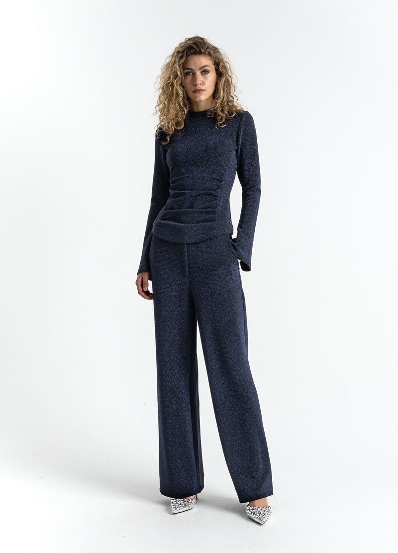 Coster Copenhagen LUREX-BLUSE MIT WEITEN MANSCHETTEN Shirt/Blouse Eclipse blue - 555