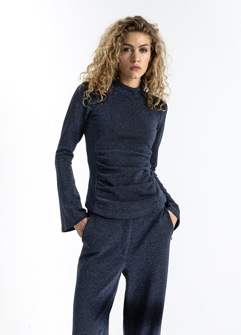Coster Copenhagen LUREX-BLUSE MIT WEITEN MANSCHETTEN Shirt/Blouse Eclipse blue - 555