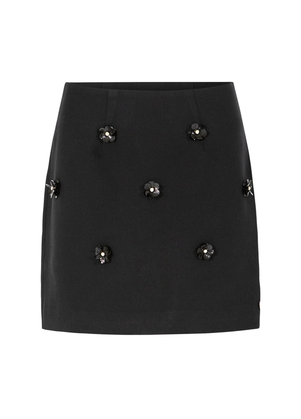 Coster Copenhagen MINIROCK MIT BLUMEN Skirt Black - 100