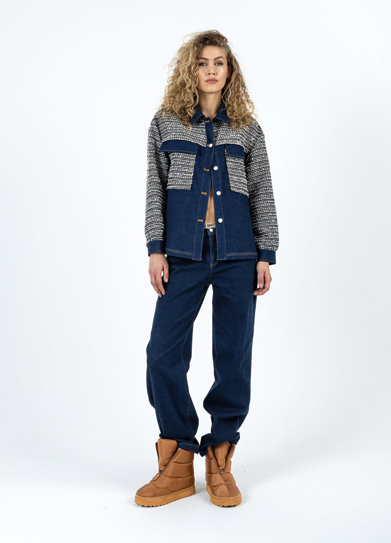 Coster Copenhagen MIX JACQUARD JACKE Outerwear Denim/ jaquard mix - 577