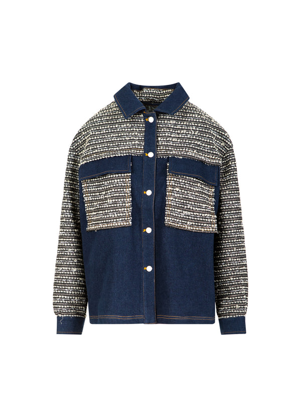 Coster Copenhagen MIX JACQUARD JACKE Outerwear Denim/ jaquard mix - 577
