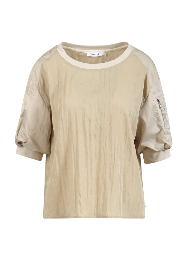 Coster Copenhagen NYLON-TOP MIT BOMBERÄRMELN Shirt/Blouse Desert sand - 329