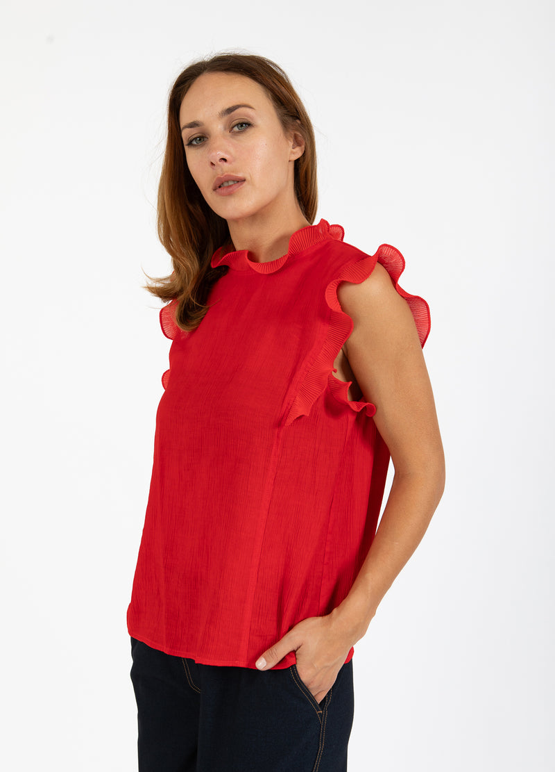 Coster Copenhagen OBERTEIL MIT RÜSCHEN Shirt/Blouse Scarlet red - 618