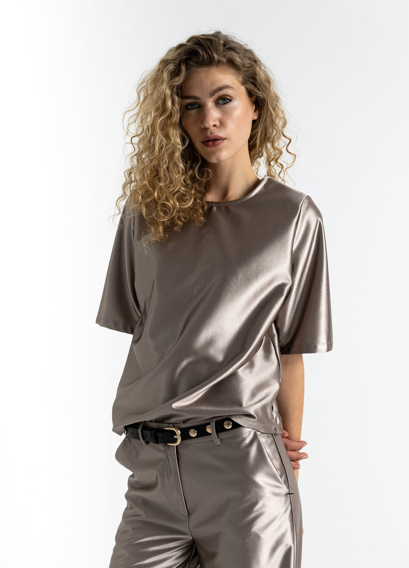 Coster Copenhagen OVERSIZED GLITZER T-SHIRT Shirt/Blouse Champagne - 299