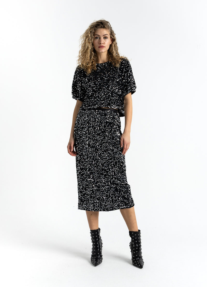 Coster Copenhagen PAILLETTENROCK Skirt Black/ silver - 184