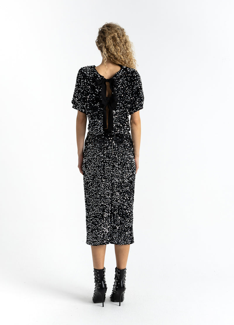 Coster Copenhagen PAILLETTENROCK Skirt Black/ silver - 184