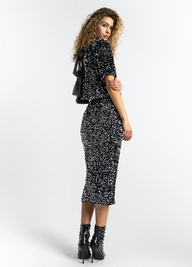 Coster Copenhagen PAILLETTENROCK Skirt Black/ silver - 184