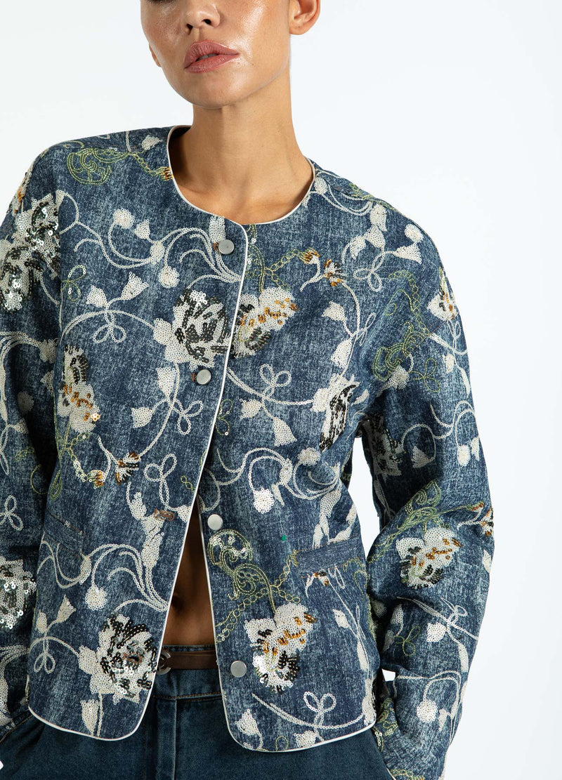 Coster Copenhagen PAILLETTEN JEANSJACKE Blazer Denim sequins - 594