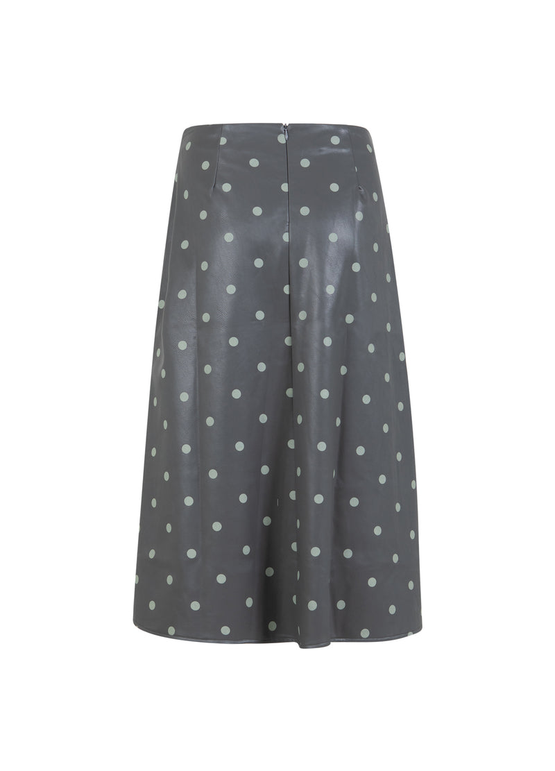 Coster Copenhagen PU-ROCK Skirt Grey/green dots - 157