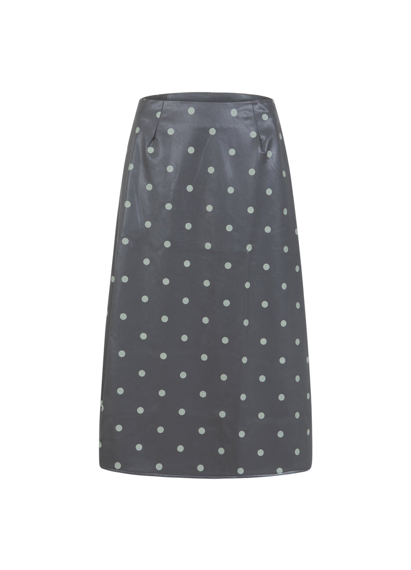 Coster Copenhagen PU-ROCK Skirt Grey/green dots - 157