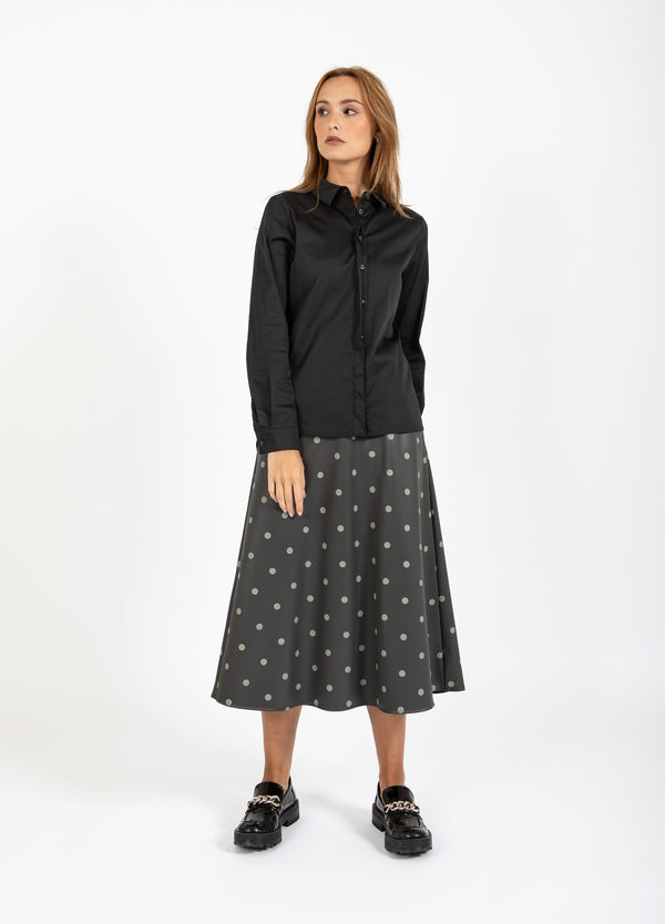 Coster Copenhagen PU-ROCK Skirt Grey/green dots - 157