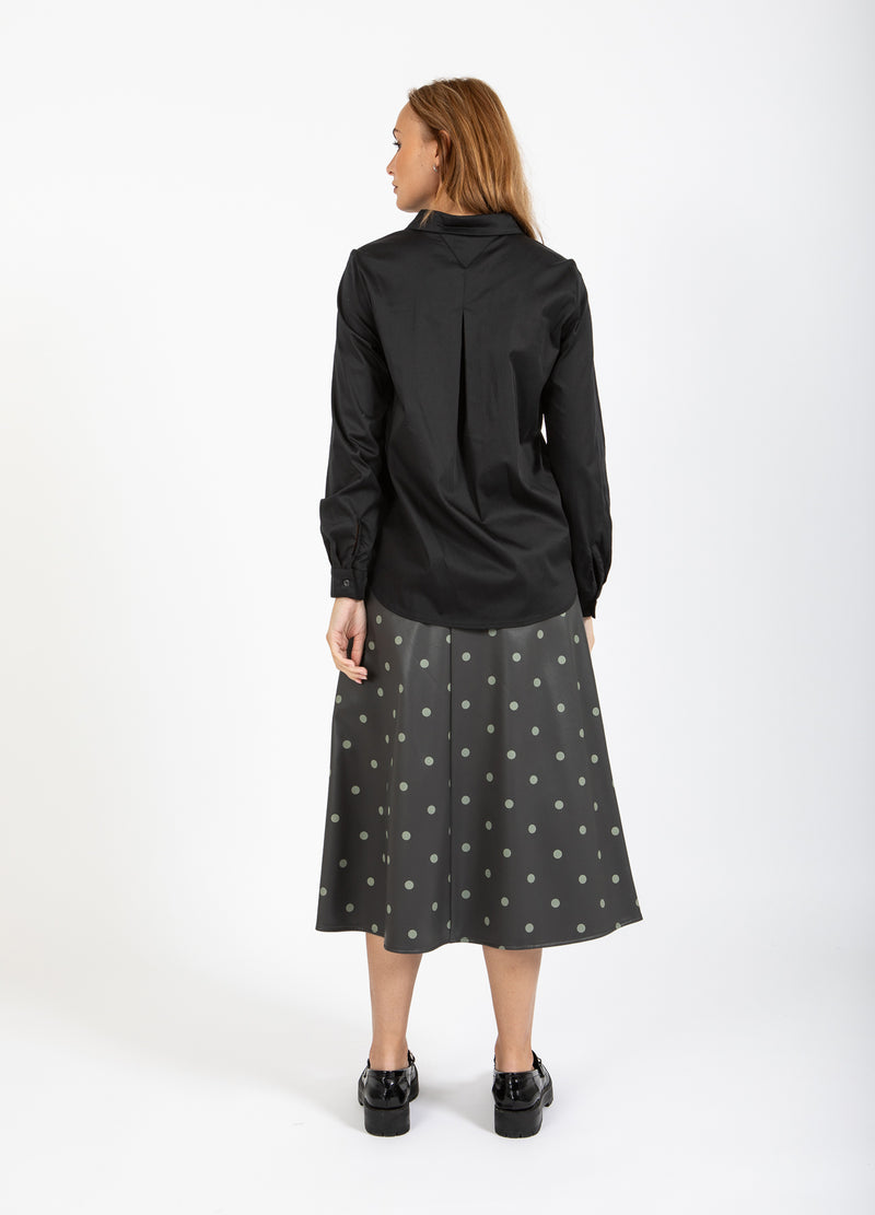 Coster Copenhagen PU-ROCK Skirt Grey/green dots - 157