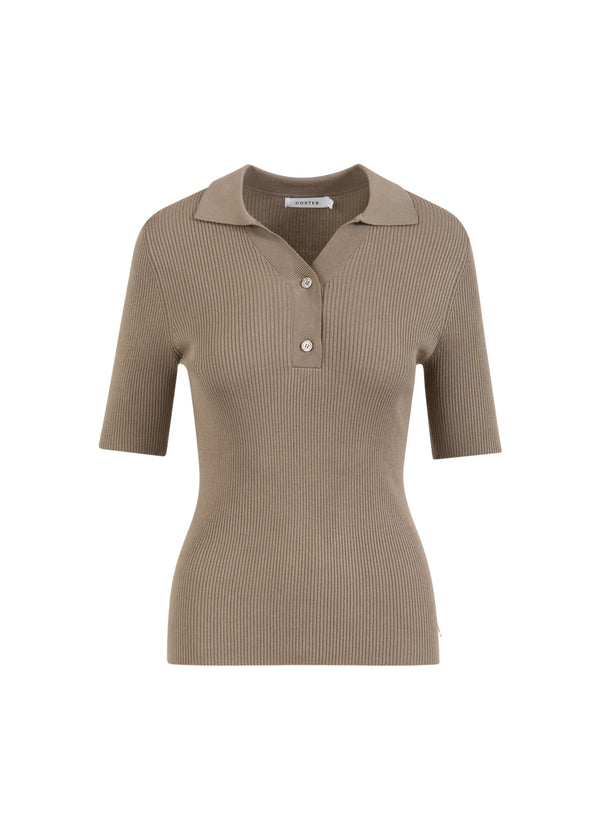 Coster Copenhagen RIPPSTRICK POLO Knitwear Taupe sand - 393