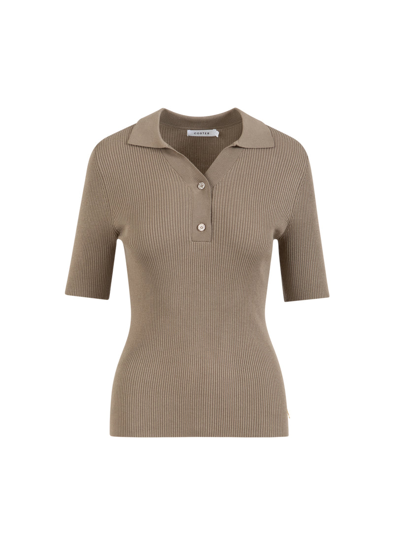 Coster Copenhagen RIPPSTRICK POLO Knitwear Taupe sand - 393