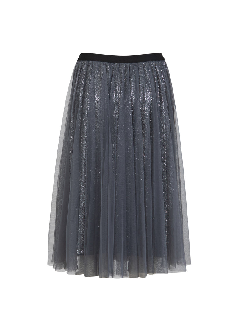 Coster Copenhagen ROCK MIT PLISSÉ UND GLITZER Skirt Silver/black - 204