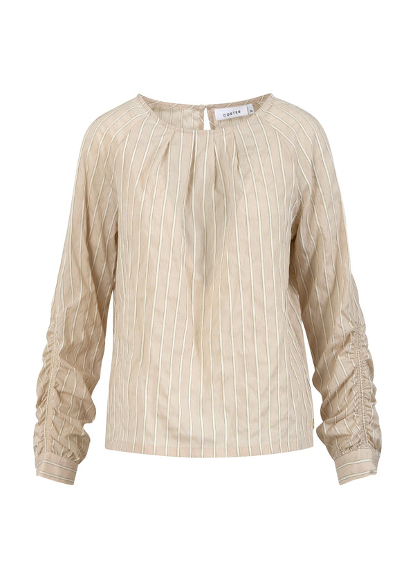 Coster Copenhagen SHIRT MIT GUMMIZUG AN DEN ÄRMELN Shirt/Blouse Vanilla white stripe - 989