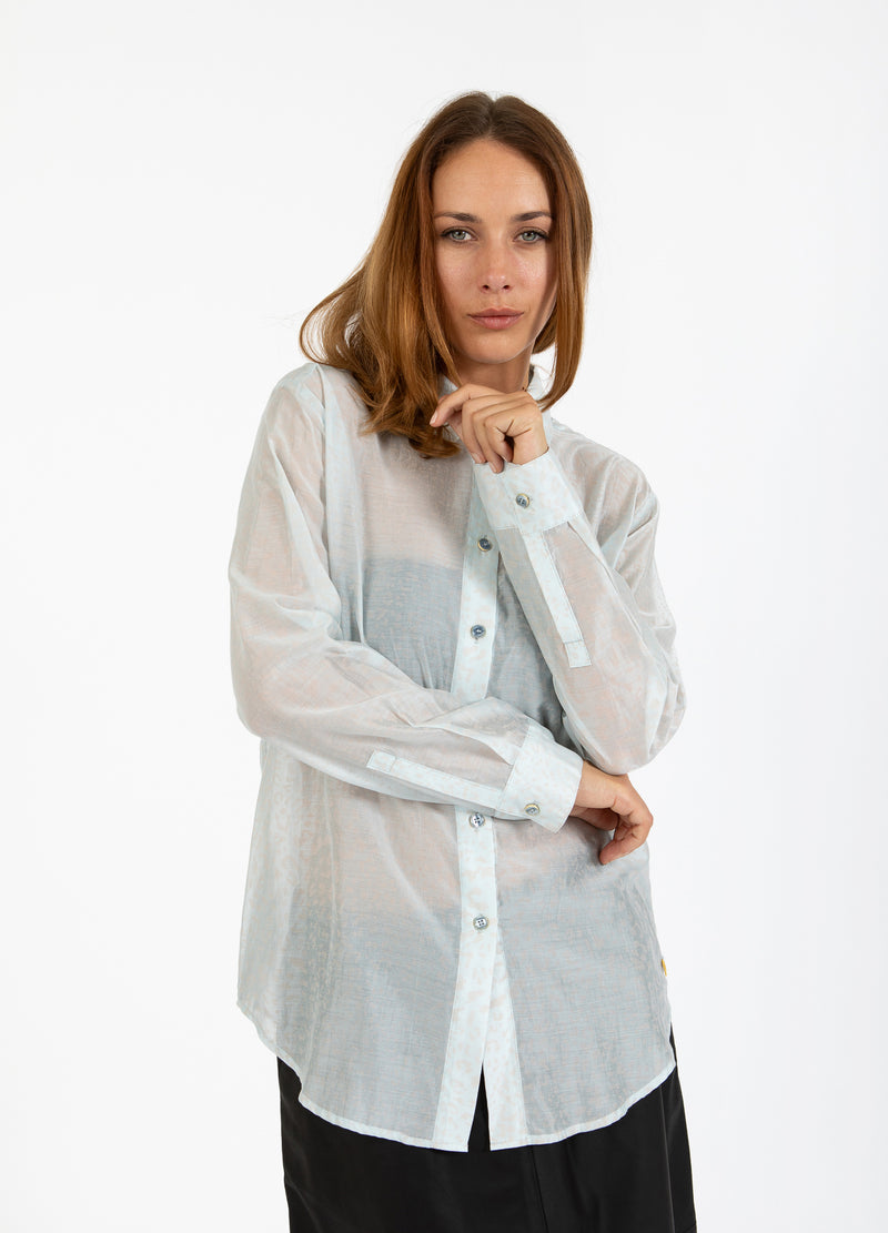 Coster Copenhagen SHIRT MIT LEOPARDENMUSTER Shirt/Blouse Light blue / peech leo - 936
