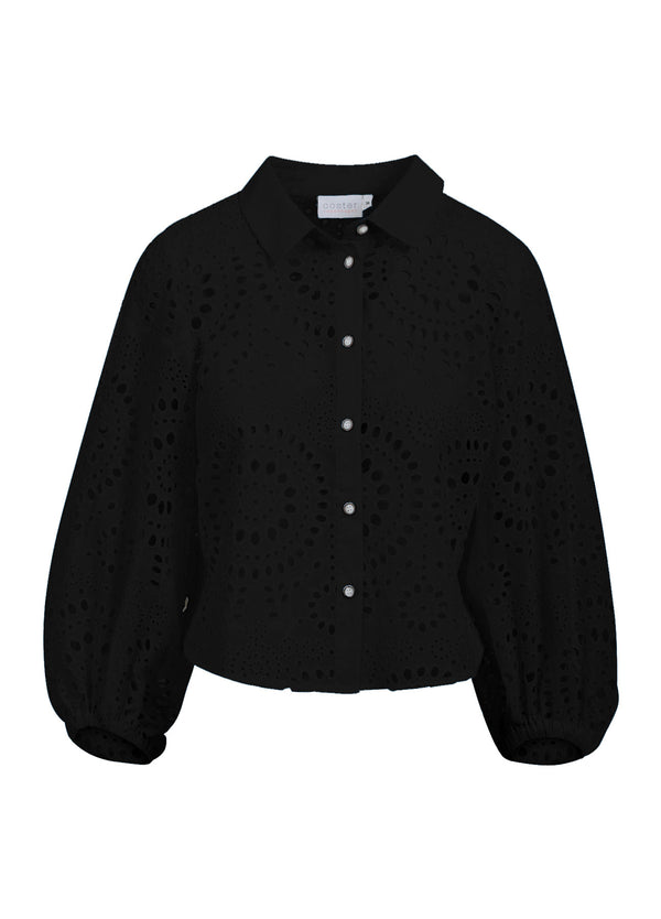 Coster Copenhagen  SHIRT MIT LOCHSTICKEREI Shirt/Blouse Black - 100