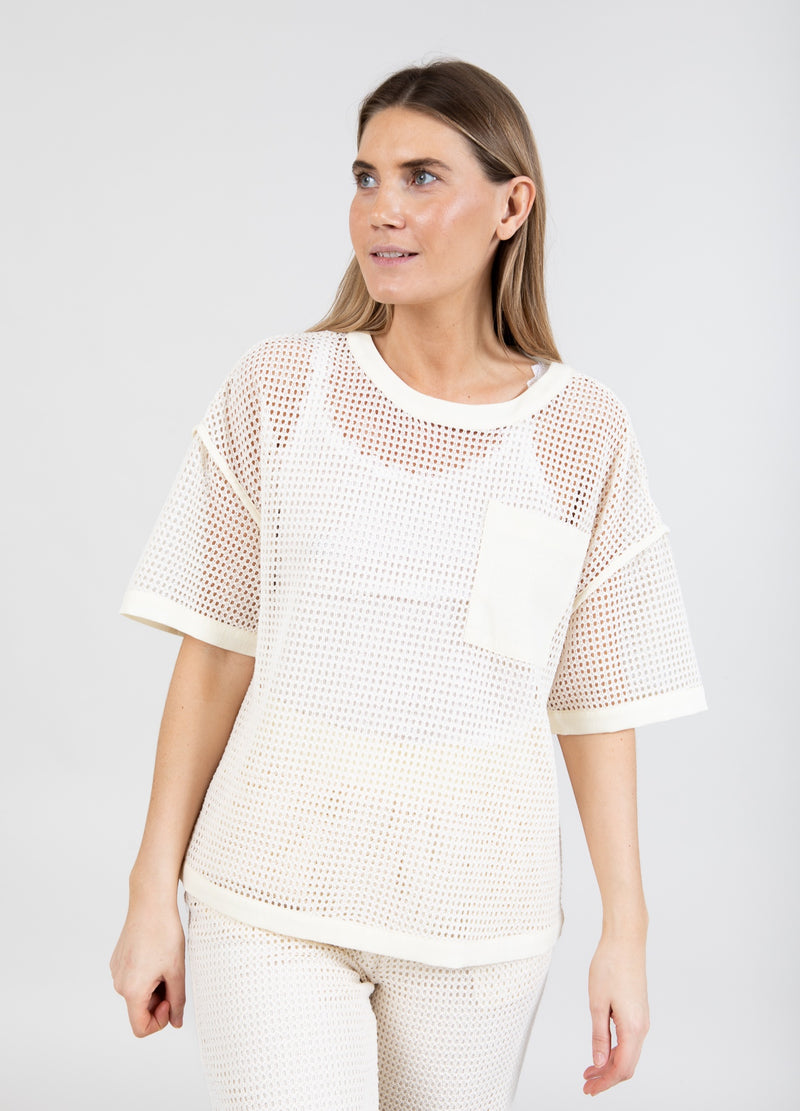 Coster Copenhagen BLUSE AUS MESH MIT BRUSTTASCHEN Shirt/Blouse Creme - 241