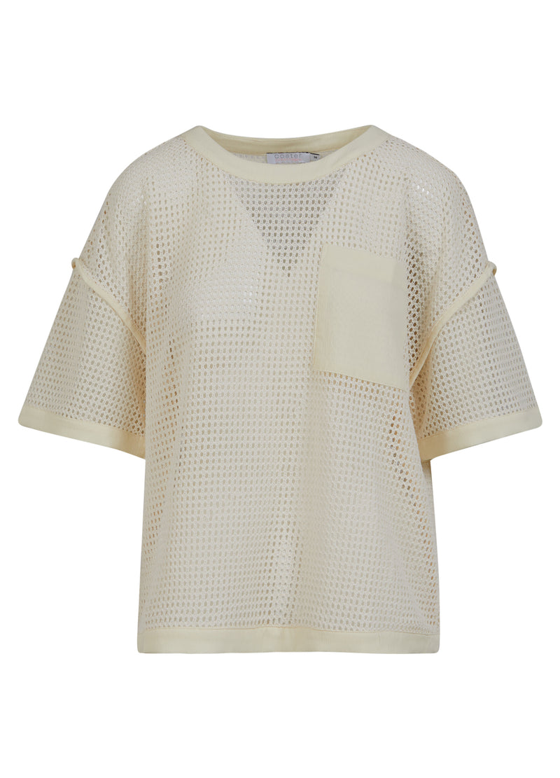 Coster Copenhagen BLUSE AUS MESH MIT BRUSTTASCHEN Shirt/Blouse Creme - 241