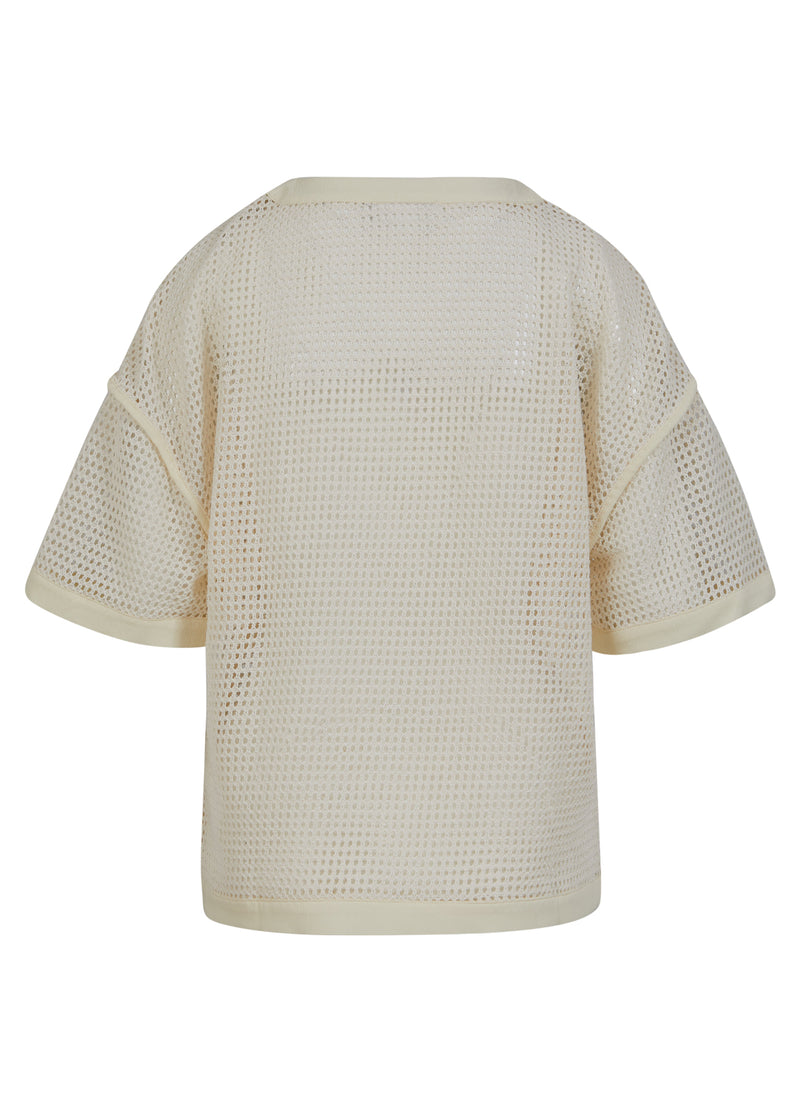 Coster Copenhagen BLUSE AUS MESH MIT BRUSTTASCHEN Shirt/Blouse Creme - 241