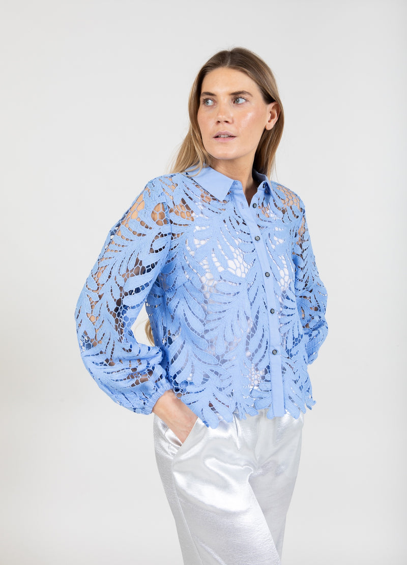 Coster Copenhagen SHIRT MIT SPITZE Shirt/Blouse Bright sky blue - 503