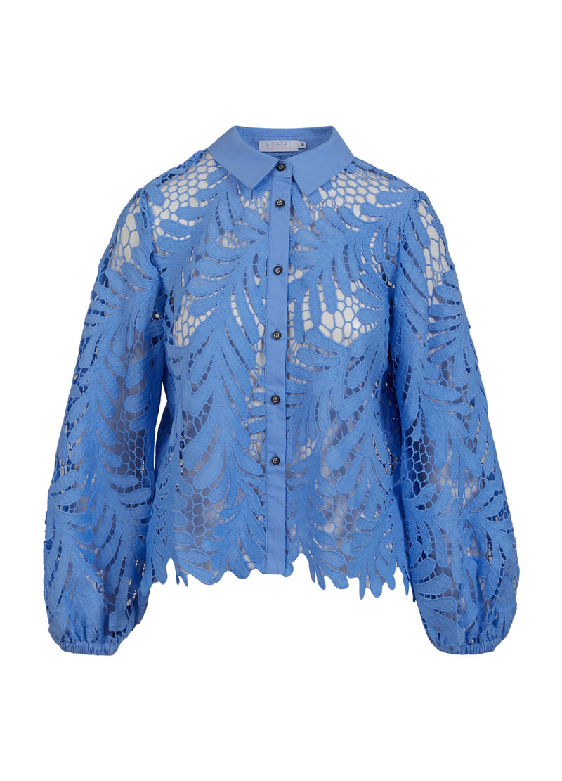 Coster Copenhagen SHIRT MIT SPITZE Shirt/Blouse Bright sky blue - 503