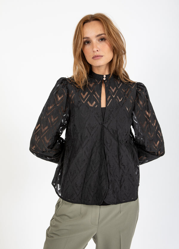 Coster Copenhagen SHIRT MIT V-AUSSCHNITT Shirt/Blouse Black - 100