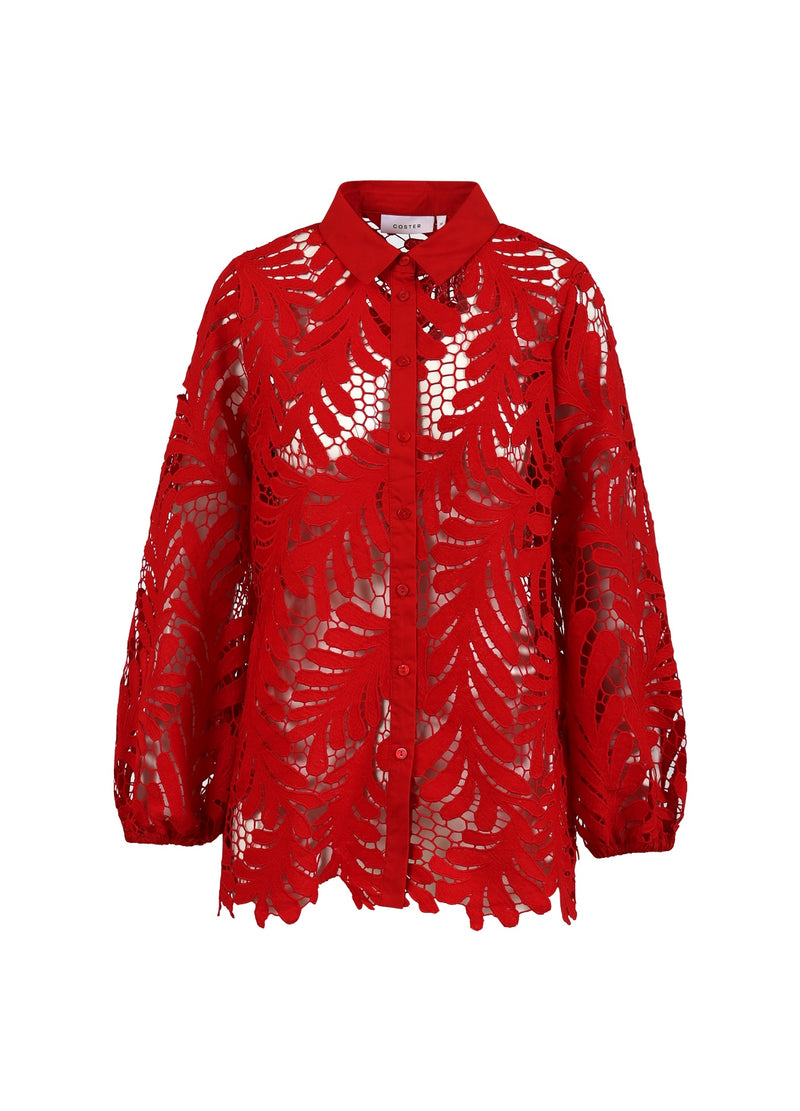 Coster Copenhagen SPITZENBLUSE Shirt/Blouse Scarlet red - 618