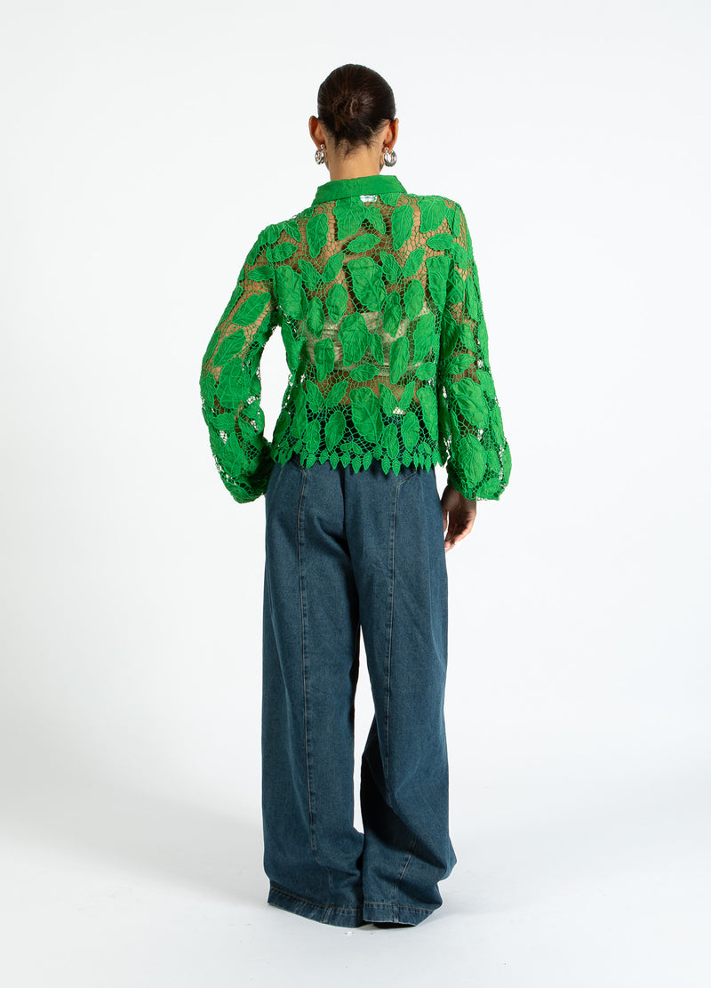 Coster Copenhagen SPITZENBLUSE Shirt/Blouse Lush green - 444