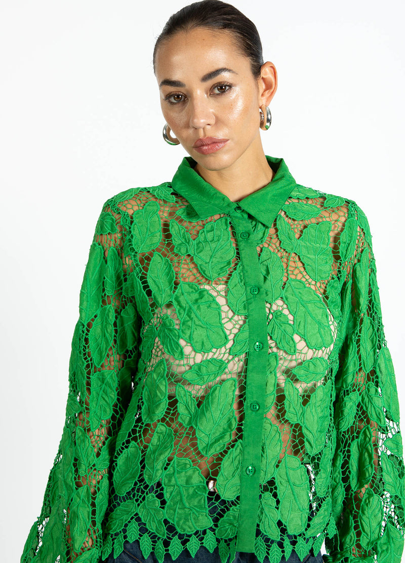 Coster Copenhagen SPITZENBLUSE Shirt/Blouse Lush green - 444