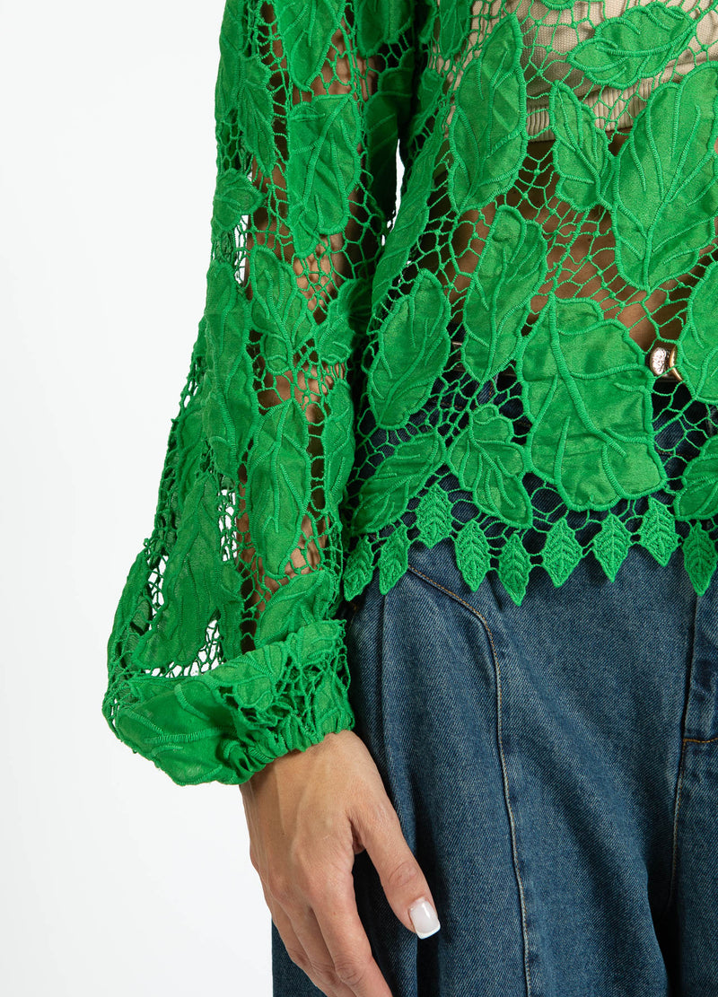 Coster Copenhagen SPITZENBLUSE Shirt/Blouse Lush green - 444