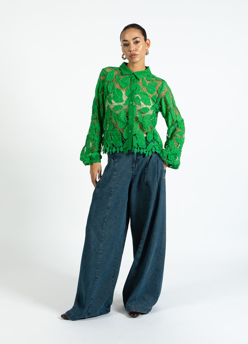 Coster Copenhagen SPITZENBLUSE Shirt/Blouse Lush green - 444