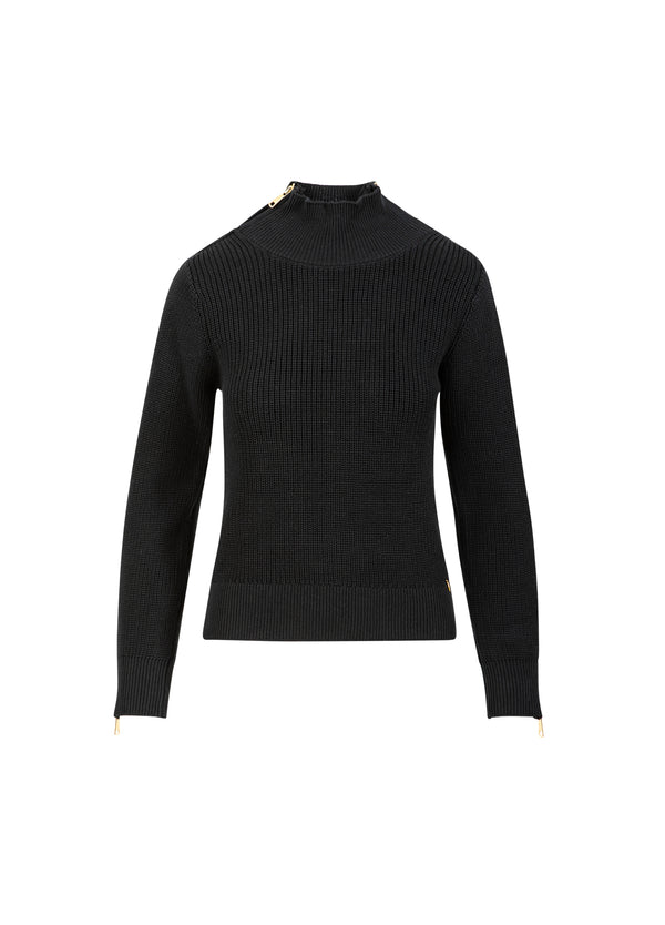 Coster Copenhagen STRICKEN MIT HOHEM HALS UND REISSVERSCHLUSS Knitwear Black - 100