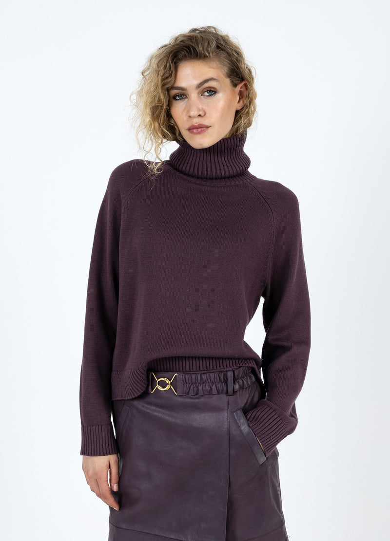 Coster Copenhagen STRICKEN MIT HOHEM KRAGEN AUS BAUMWOLLE Knitwear Bordeaux - 653