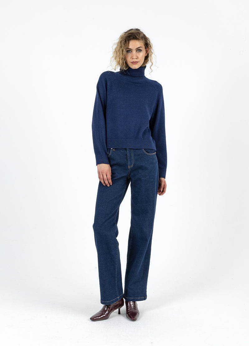Coster Copenhagen STRICKEN MIT HOHEM KRAGEN AUS BAUMWOLLE Knitwear Eclipse blue - 555