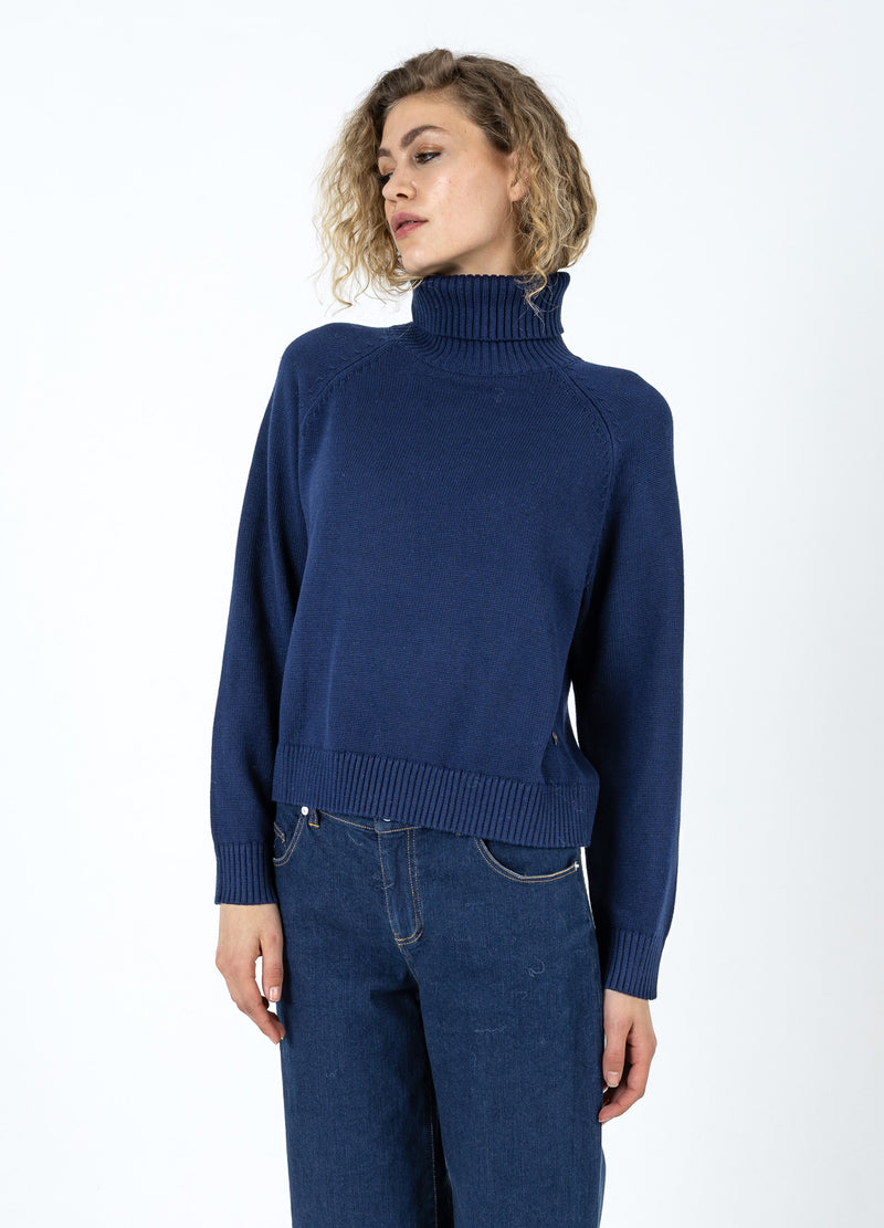Coster Copenhagen STRICKEN MIT HOHEM KRAGEN AUS BAUMWOLLE Knitwear Eclipse blue - 555