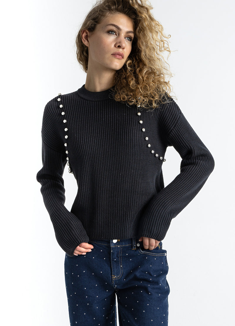 Coster Copenhagen STRICKEN MIT SILBERPERLEN Knitwear Black - 100