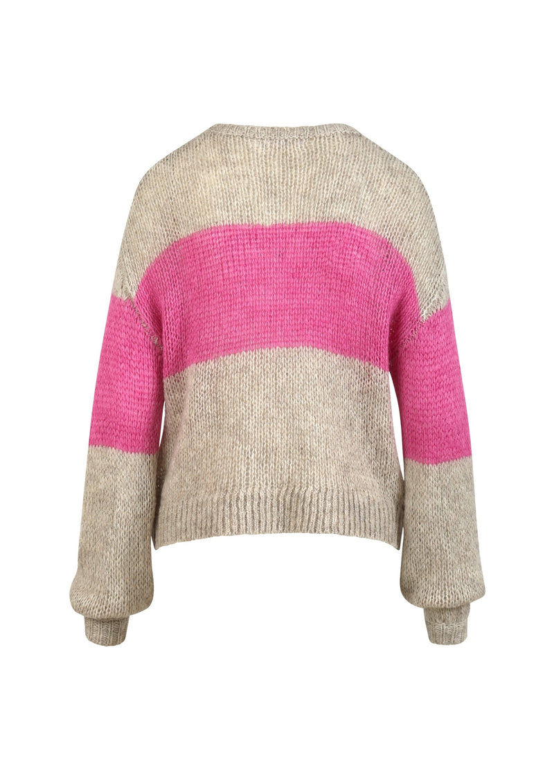 Coster Copenhagen STRICKE MIT BREITEN STREIFEN Knitwear Sand / Magenta - 861