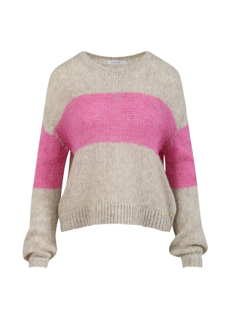 Coster Copenhagen STRICKE MIT BREITEN STREIFEN Knitwear Sand / Magenta - 861